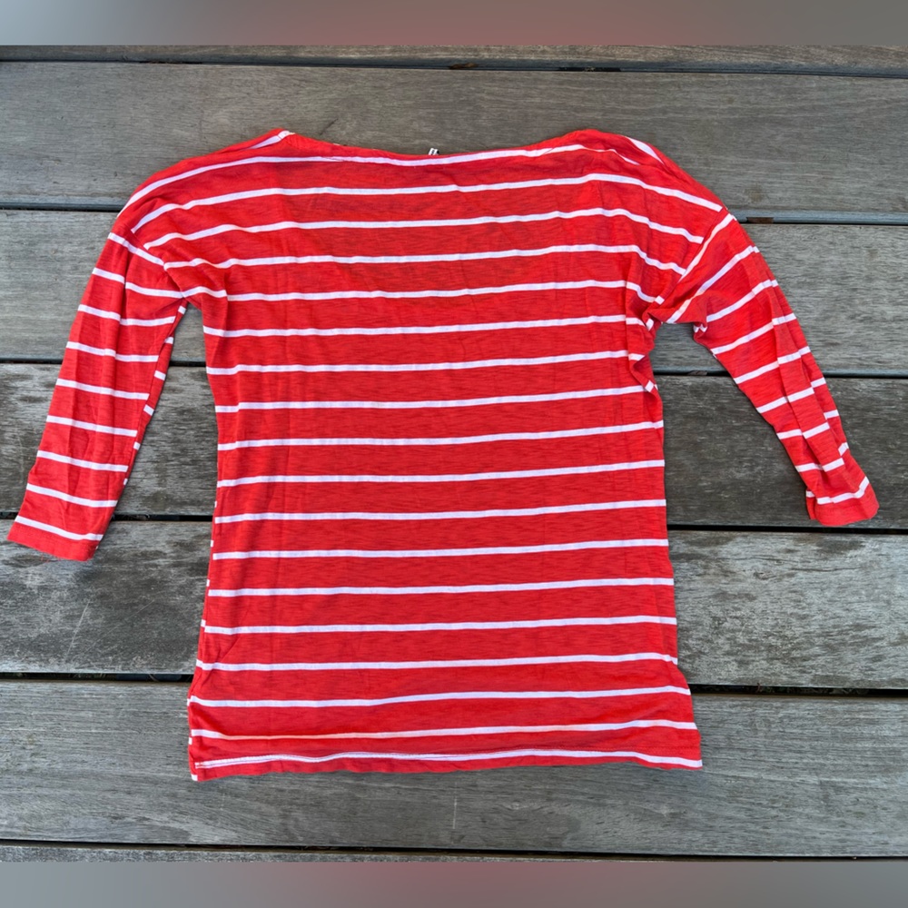 Splendid 3/4 length sleeve Top Red and White Stripe XS - Picture 2 of 5